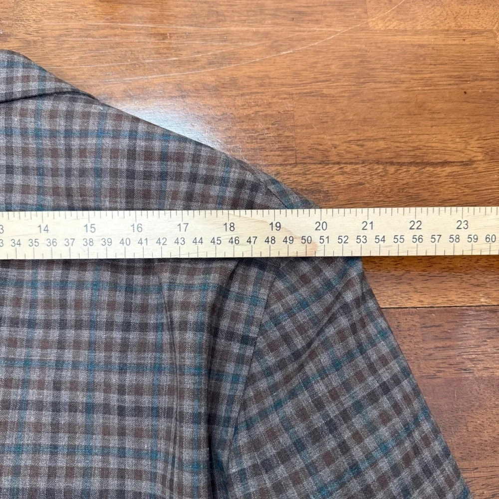 Jos. A. Bank Brrr Comfort Sport Coat Mens 46R Brown Plaid Wool Blend Tailored